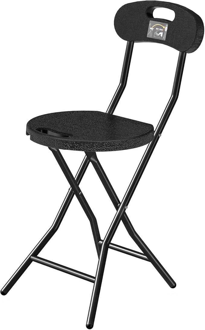Tragbarer Klapphocker mit Rückenlehne – Faltbarer Outdoor-Hocker für Garten, Camping, Angeln, Grillen & Büro, bis 204 kg belastbar