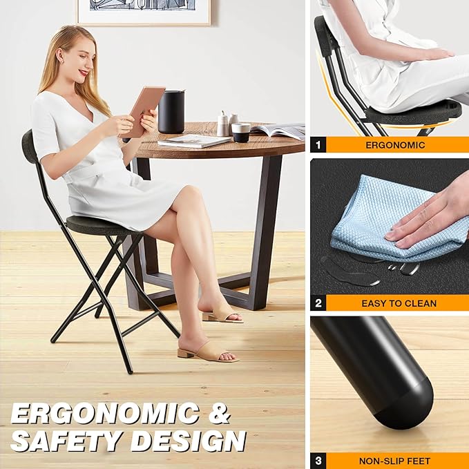 Tragbarer Klapphocker mit Rückenlehne – Faltbarer Outdoor-Hocker für Garten, Camping, Angeln, Grillen & Büro, bis 204 kg belastbar